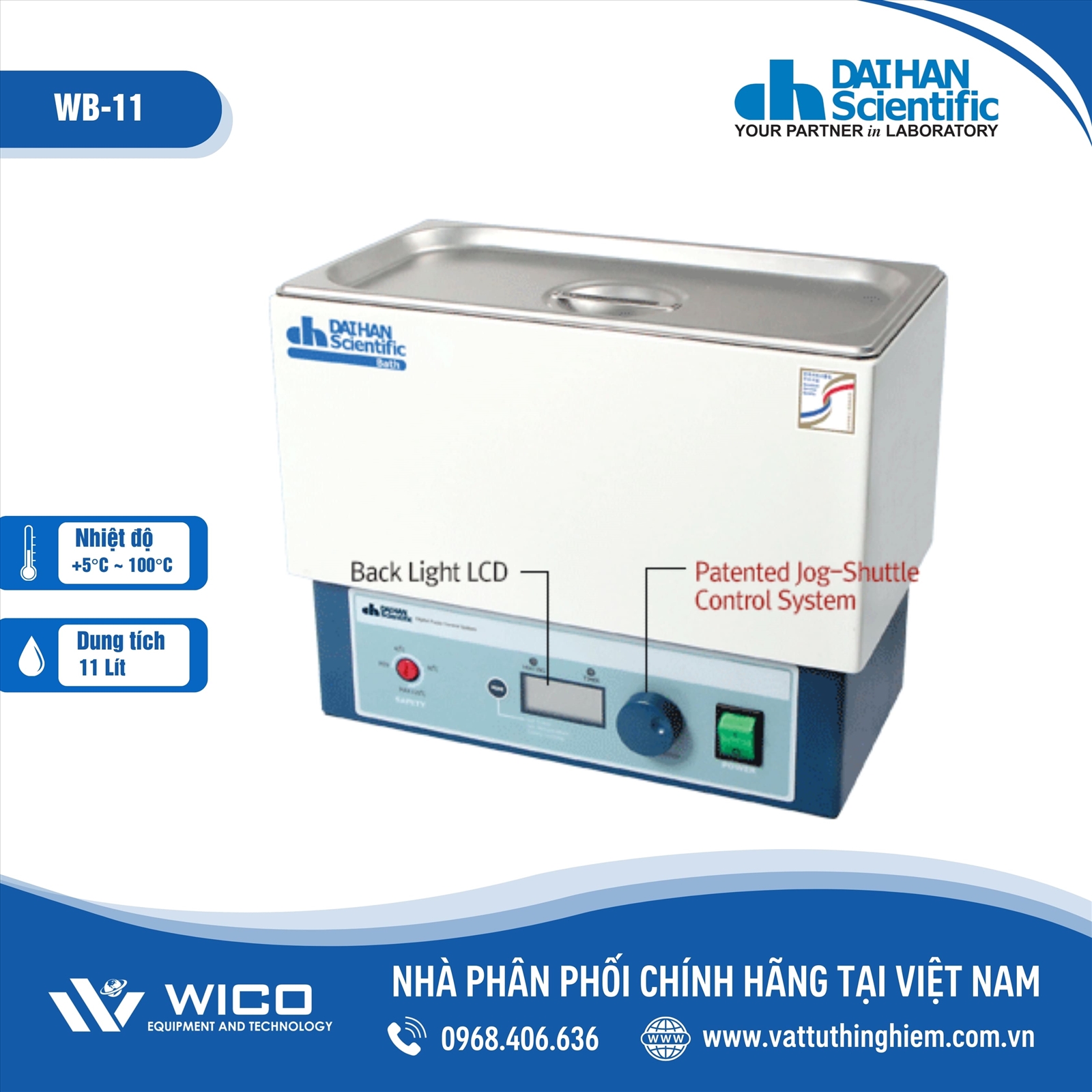 Bể cách thủy điều nhiệt 11 lít Daihan WB-11