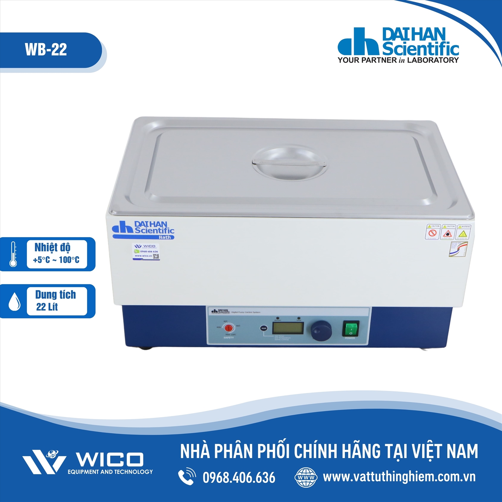 Bể cách thủy điều nhiệt 22 lít Daihan WB-22