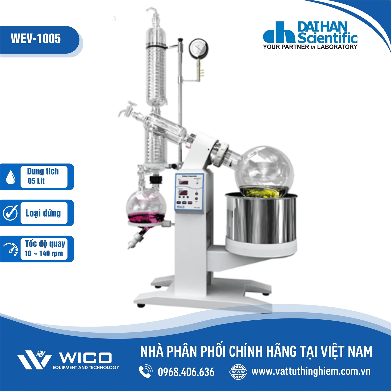Máy cô quay chân không 5 lít Daihan WEV-1005