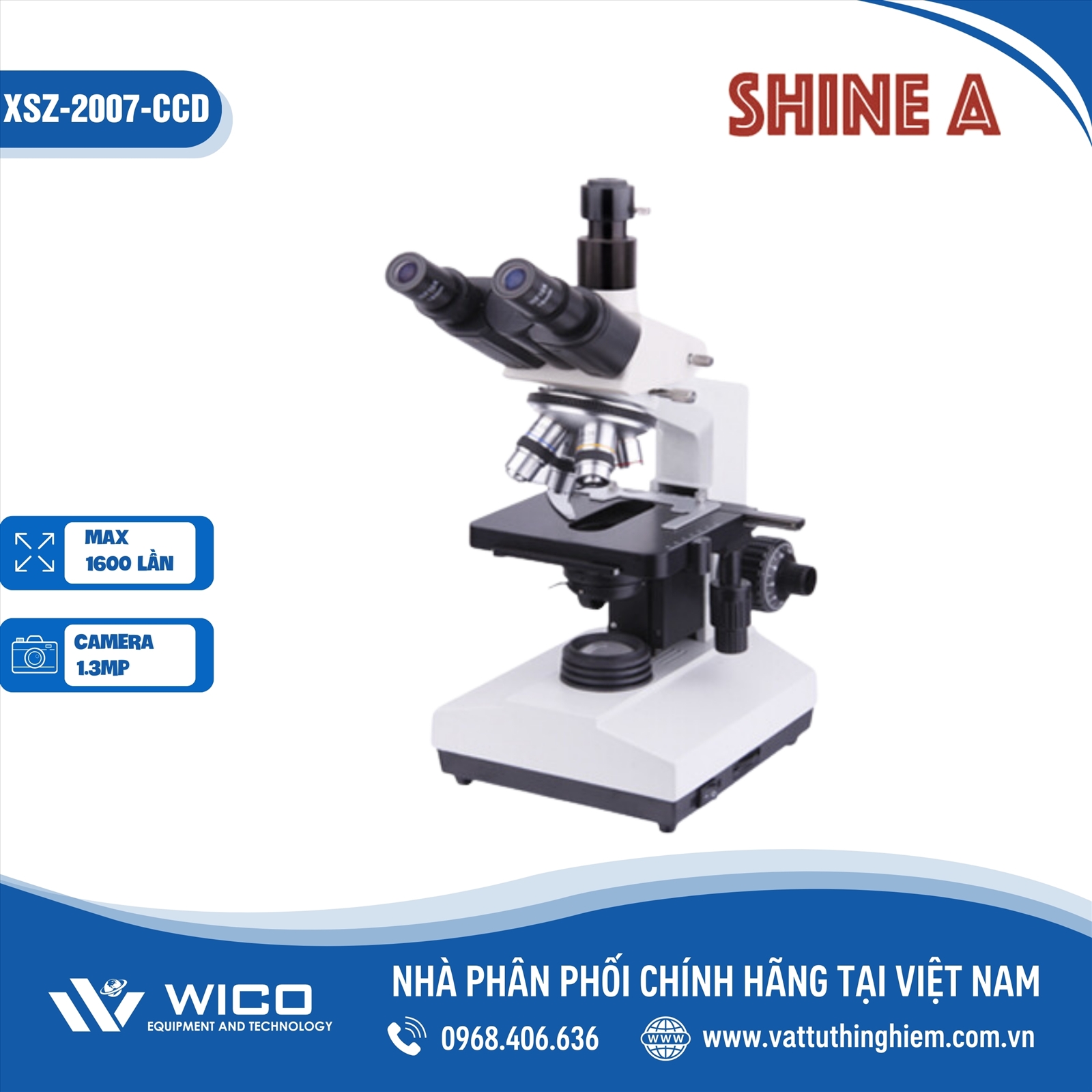 Kính hiển vi 3 mắt kèm camera 1.3mp Shinea XSZ-2007-CCD