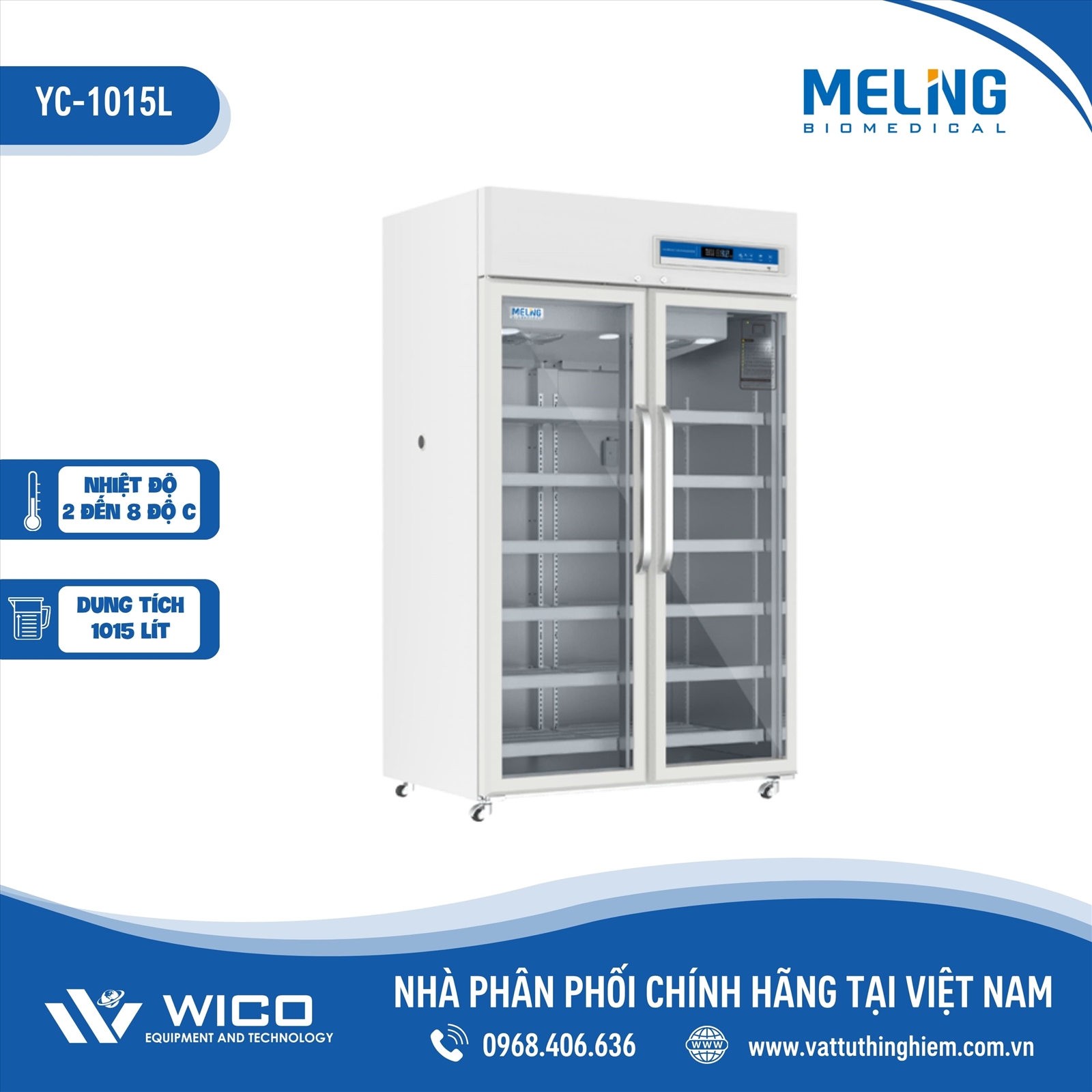 Tủ Bảo Quản Vacxin - Dược Phẩm 2-8 độ C Meiling YC-1015L | 1015 Lít