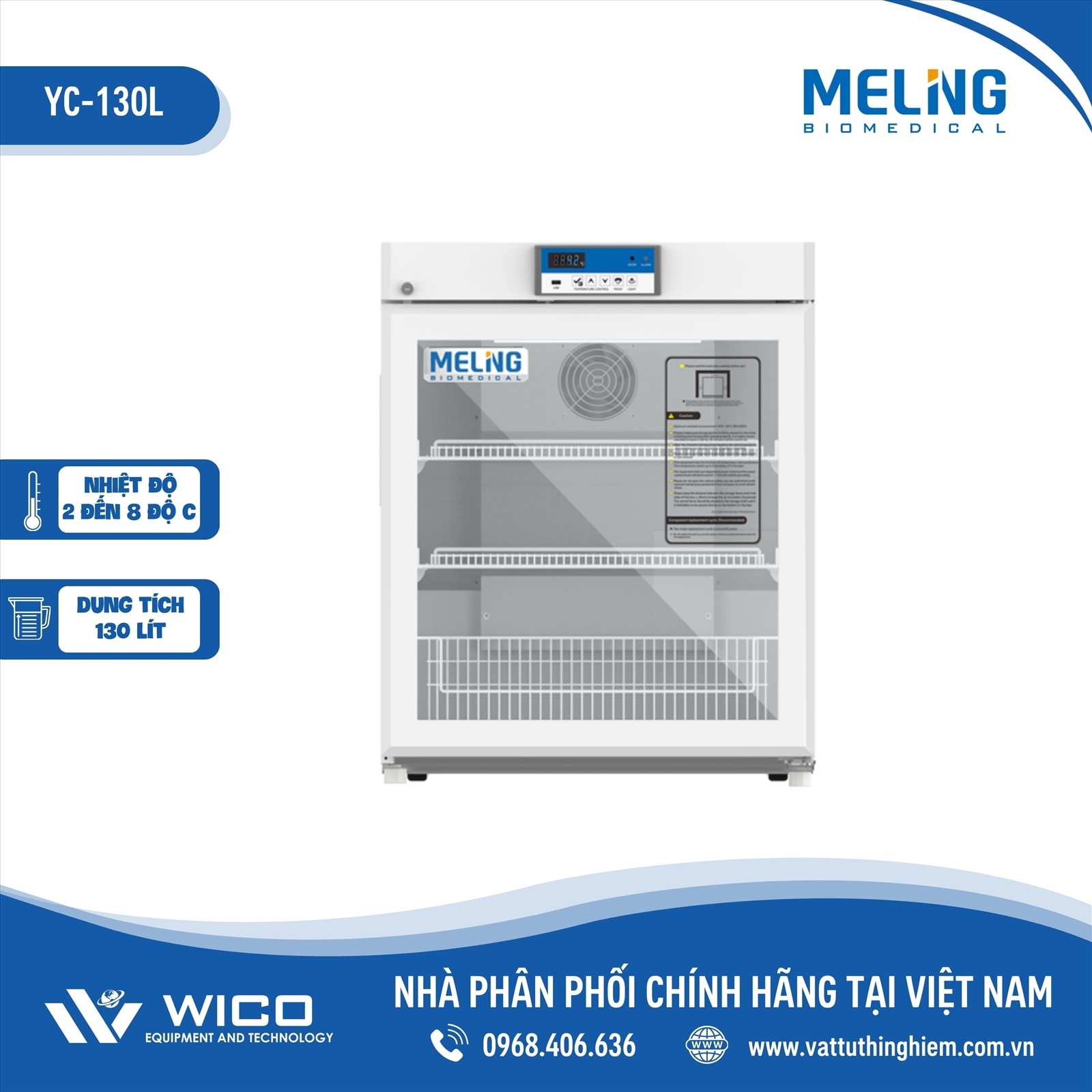 Tủ Bảo Quản Vacxin - Dược Phẩm 2-8 độ C Meiling YC-130L | 130 Lít