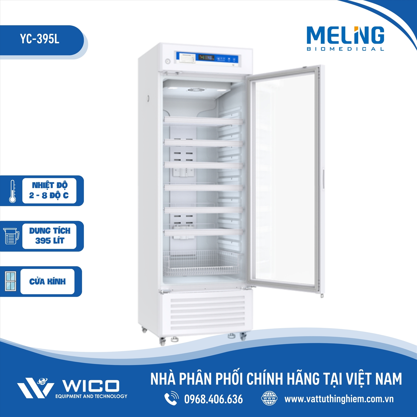 Tủ Bảo Quản Vacxin - Dược Phẩm 2-8 độ C Meiling YC-395L | 395 Lít