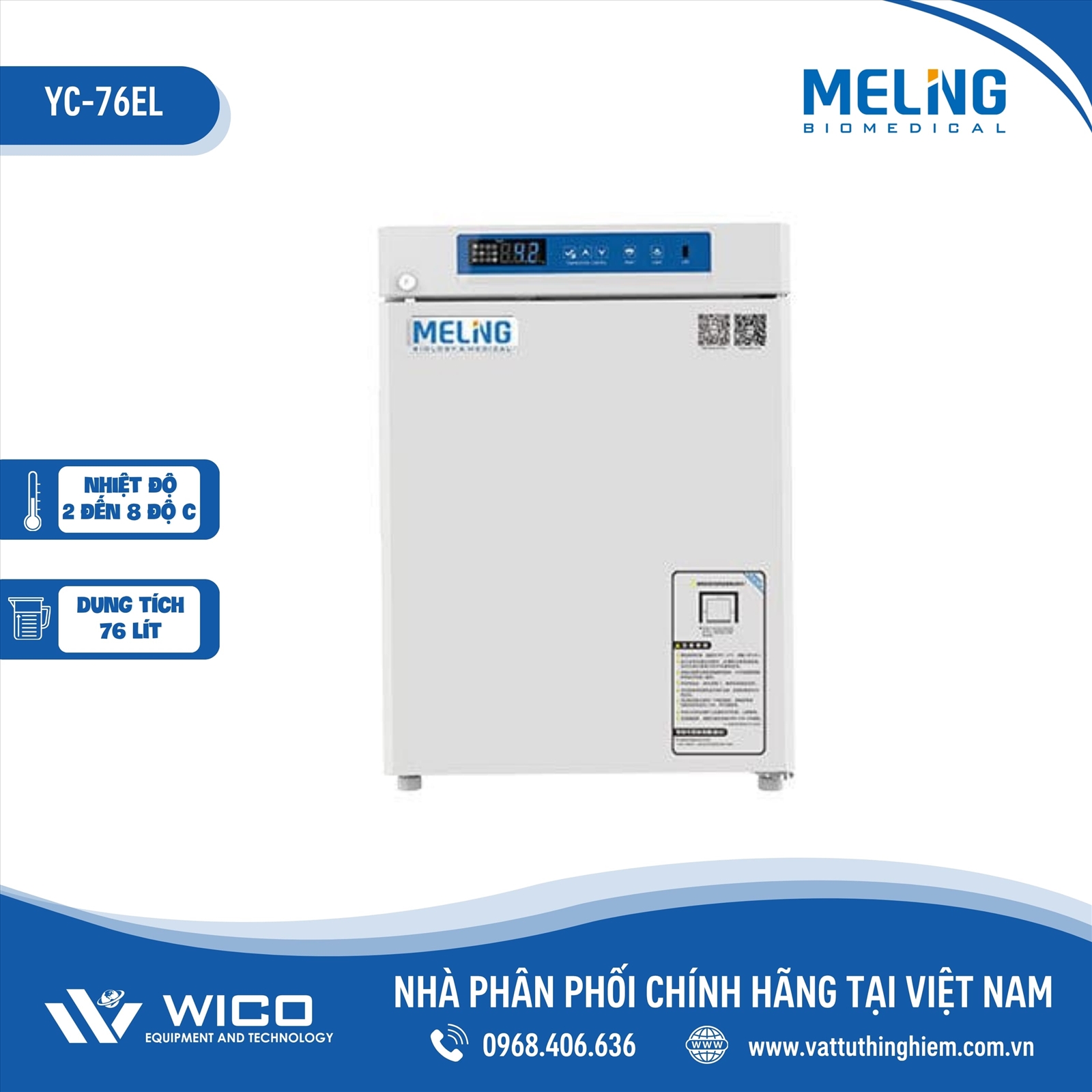 Tủ Bảo Quản Vacxin - Dược Phẩm 2-8 độ C Meiling YC-76EL | 76 Lít