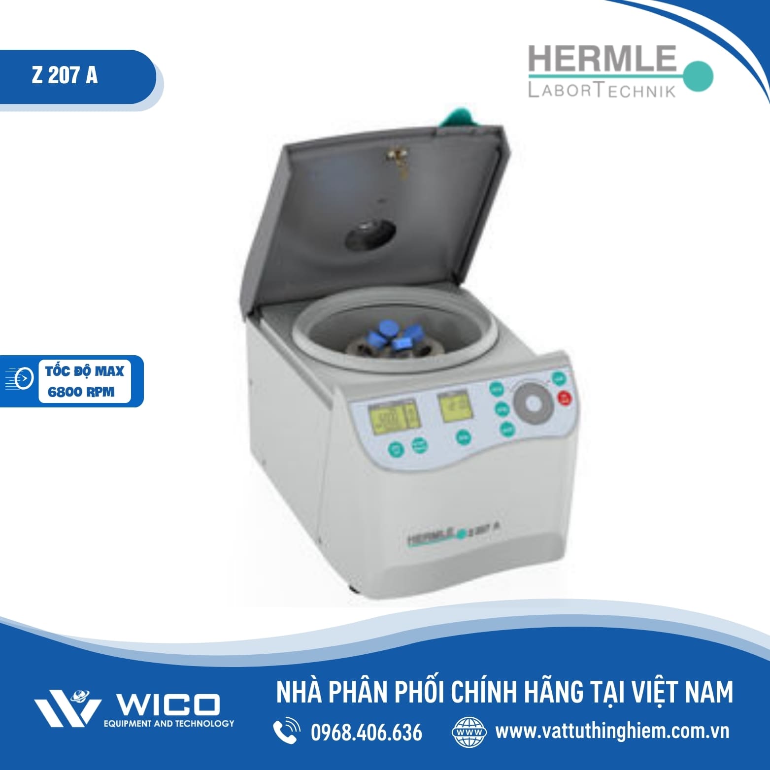 Máy ly tâm Hermle Z 207 A ( 8 x 15ml, 6800 vòng/phút )