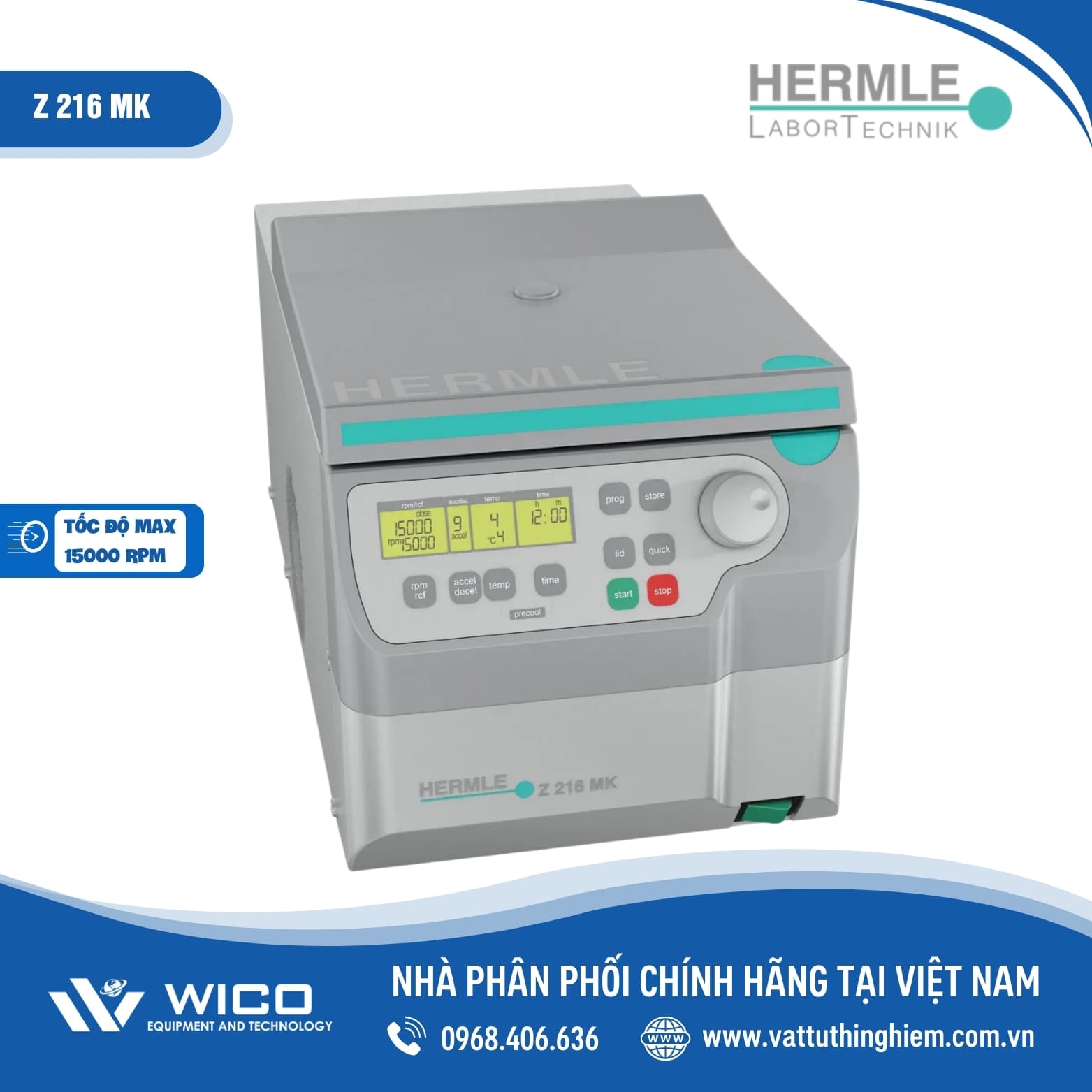 Máy ly tâm lạnh microlit Hermle Z 216 MK - 4 dải PCR 8 ống - 15,000rpm
