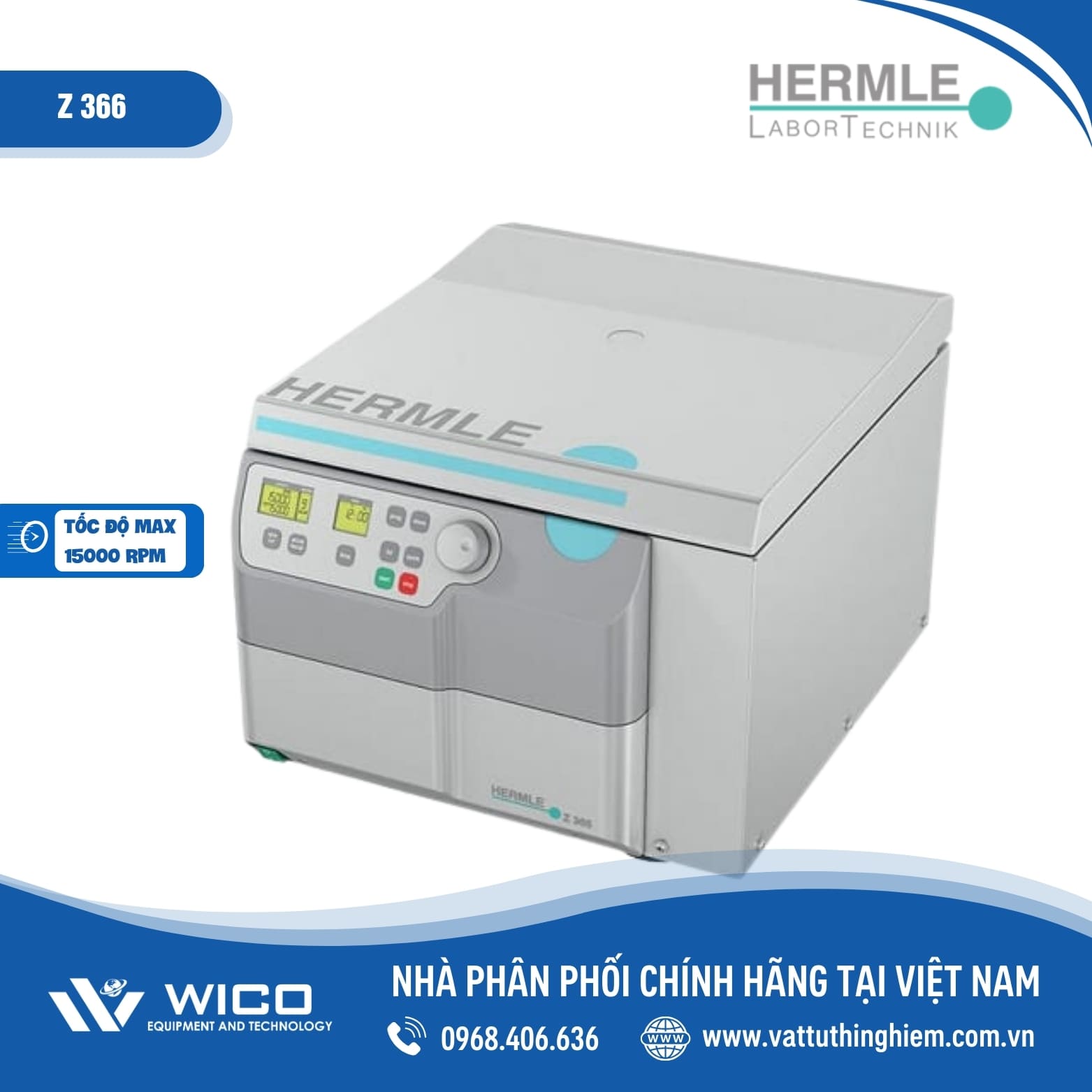Máy ly tâm đa năng Hermle Z366 - Rotor văng 4 nhánh - 4,500rpm