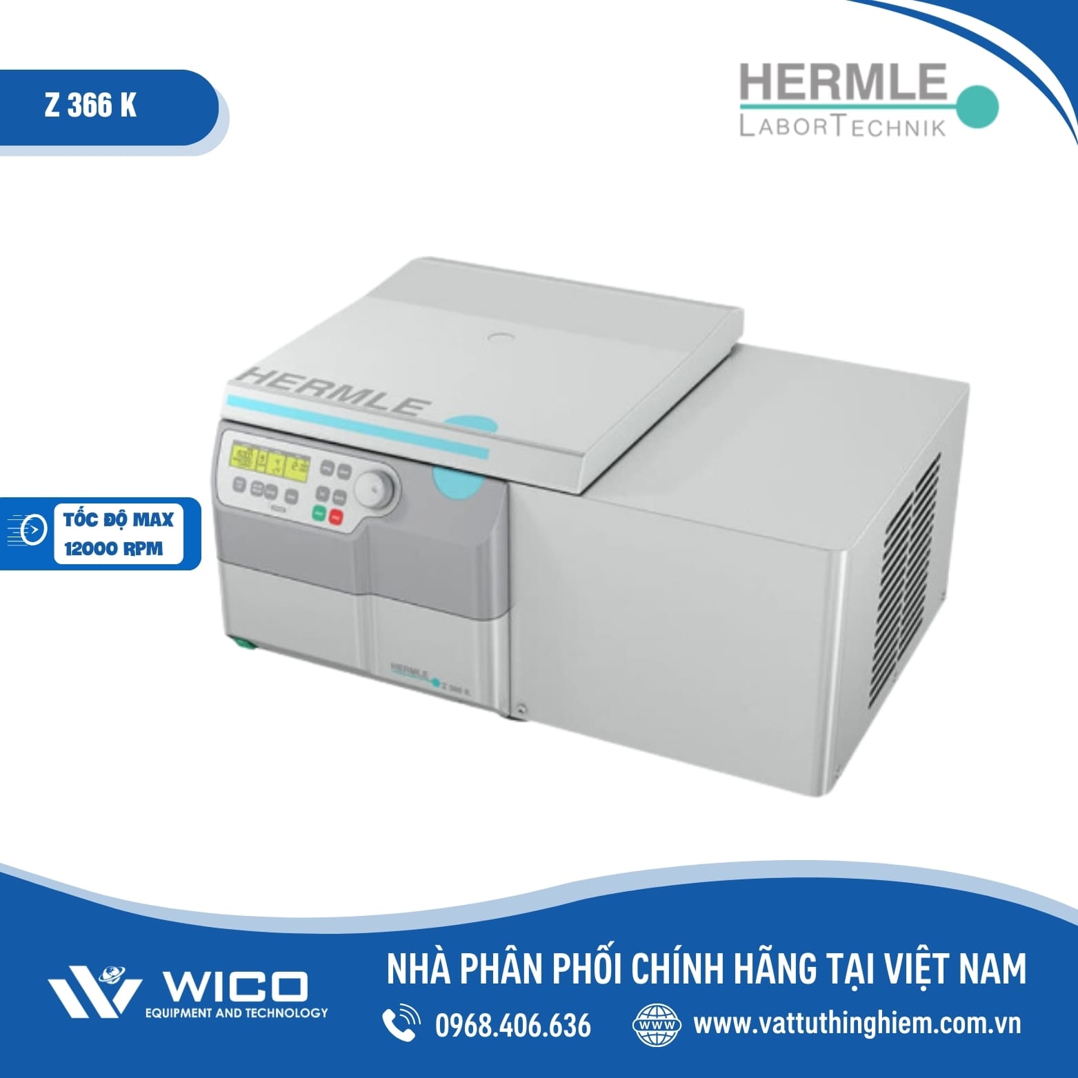 Máy ly tâm lạnh đa năng Hermle Z366 K - Rotor góc 6x50ml - 13,000rpm